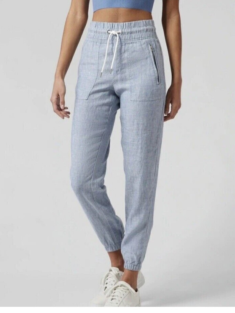 Athleta Cabo Linen Jogger Sz 6 Chambray Blue